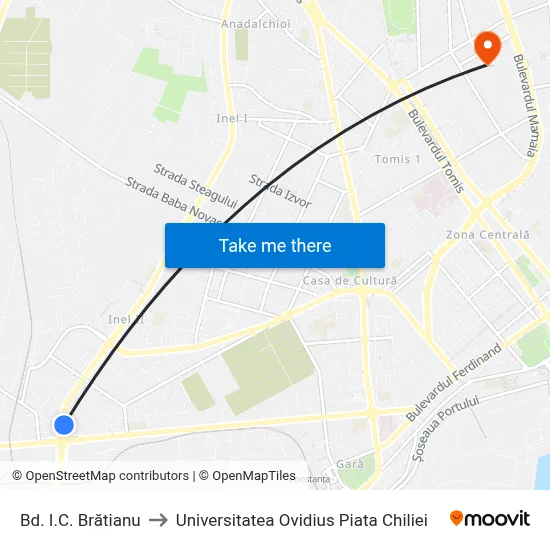 Bd. I.C. Brătianu to Universitatea Ovidius Piata Chiliei map