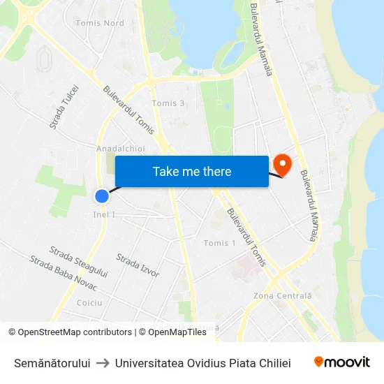 Semănătorului to Universitatea Ovidius Piata Chiliei map