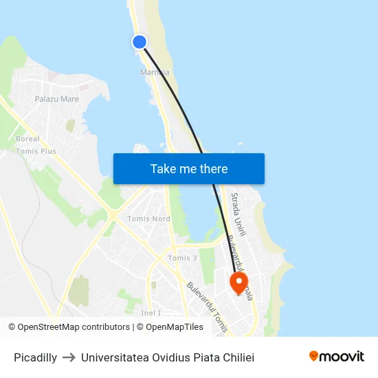 Picadilly to Universitatea Ovidius Piata Chiliei map
