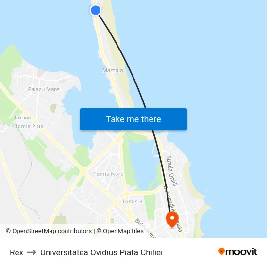 Rex to Universitatea Ovidius Piata Chiliei map