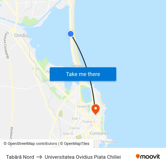 Tabără Nord to Universitatea Ovidius Piata Chiliei map