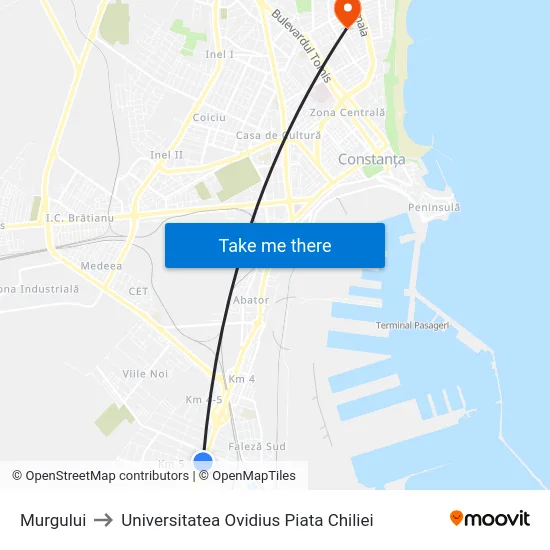 Murgului to Universitatea Ovidius Piata Chiliei map