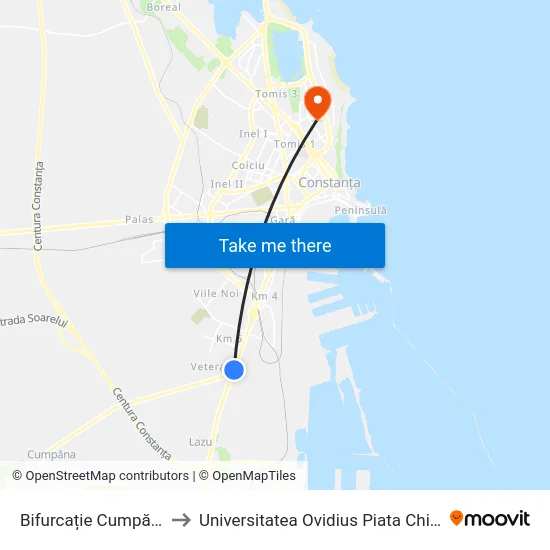 Bifurcație Cumpăna to Universitatea Ovidius Piata Chiliei map