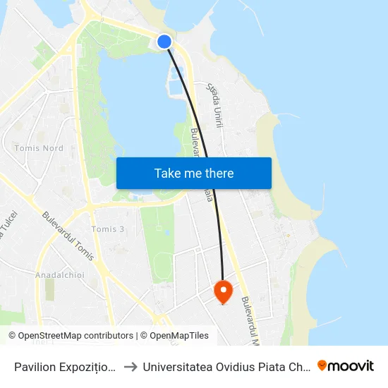 Pavilion Expozițional to Universitatea Ovidius Piata Chiliei map