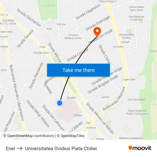 Enel to Universitatea Ovidius Piata Chiliei map