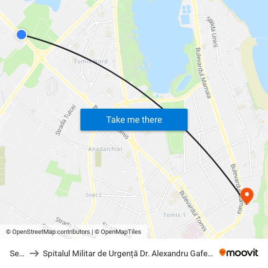 Sere to Spitalul Militar de Urgență Dr. Alexandru Gafencu map