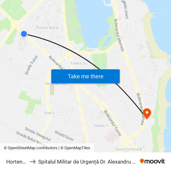 Hortensiei to Spitalul Militar de Urgență Dr. Alexandru Gafencu map