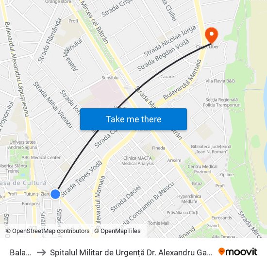 Balada to Spitalul Militar de Urgență Dr. Alexandru Gafencu map