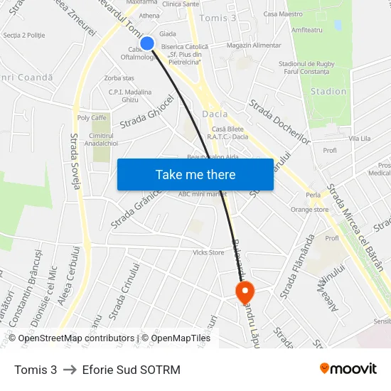 Tomis 3 to Eforie Sud SOTRM map