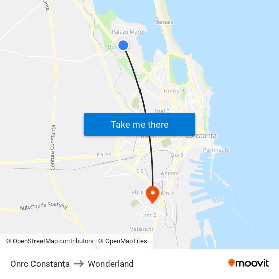 Onrc Constanța to Wonderland map