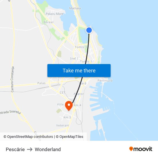 Pescărie to Wonderland map
