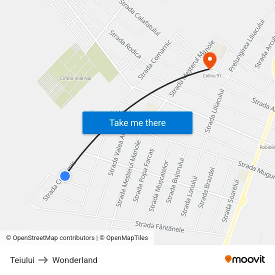 Teiului to Wonderland map