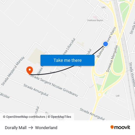 Dorally Mall to Wonderland map