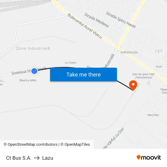 Ct Bus S.A. to Lazu map