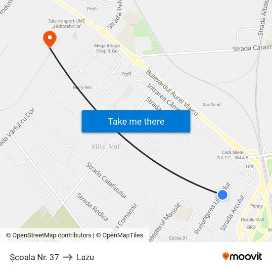 Școala Nr. 37 to Lazu map