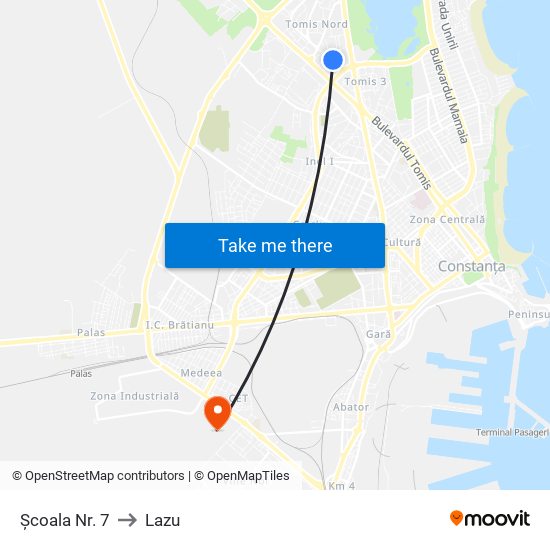 Școala Nr. 7 to Lazu map