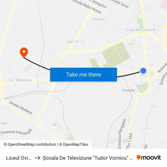 Liceul Ovidius to Școala De Televiziune "Tudor Vornicu" Constanta map