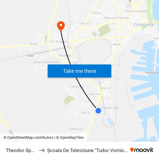 Theodor Speranția to Școala De Televiziune "Tudor Vornicu" Constanta map