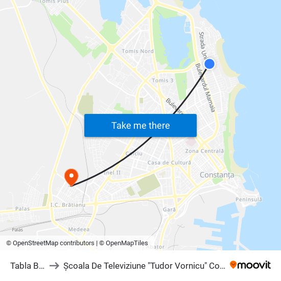 Tabla Buţii to Școala De Televiziune "Tudor Vornicu" Constanta map