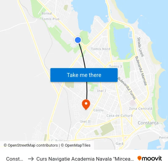 Constanța to Curs Navigatie Academia Navala "Mircea cel Batran" map