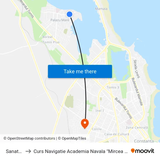 Sanatoriu to Curs Navigatie Academia Navala "Mircea cel Batran" map