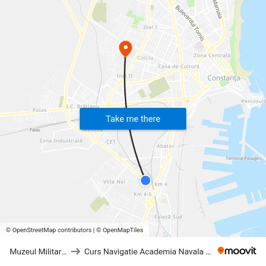 Muzeul Militar Național to Curs Navigatie Academia Navala "Mircea cel Batran" map