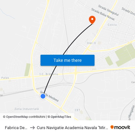 Fabrica De Pâine to Curs Navigatie Academia Navala "Mircea cel Batran" map