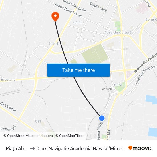 Piața Abator to Curs Navigatie Academia Navala "Mircea cel Batran" map