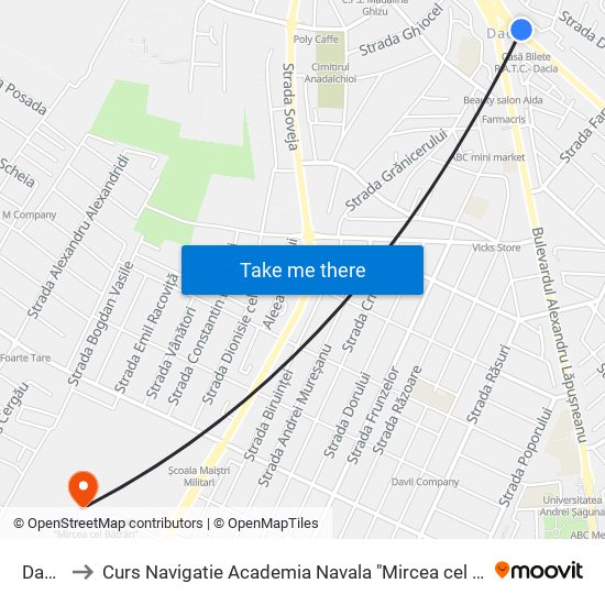 Dacia to Curs Navigatie Academia Navala "Mircea cel Batran" map