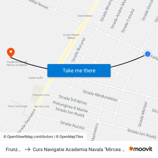 Frunzelor to Curs Navigatie Academia Navala "Mircea cel Batran" map