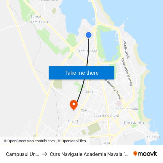 Campusul Universitar to Curs Navigatie Academia Navala "Mircea cel Batran" map