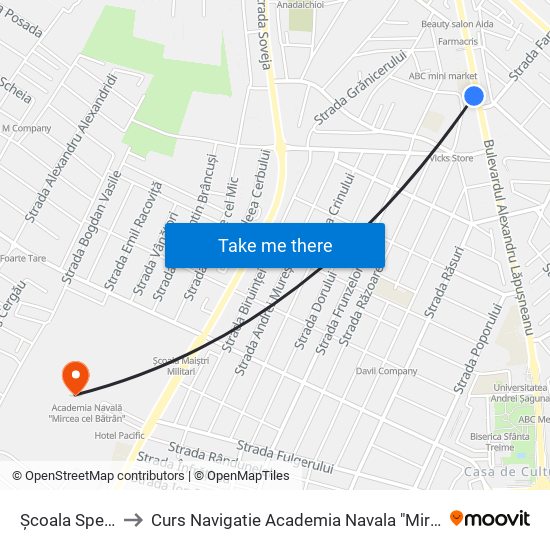 Școala Spectrum to Curs Navigatie Academia Navala "Mircea cel Batran" map