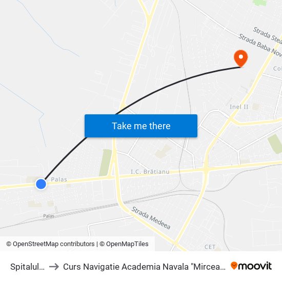 Spitalul Cfr to Curs Navigatie Academia Navala "Mircea cel Batran" map