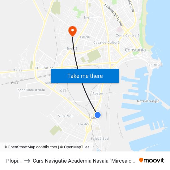 Plopilor to Curs Navigatie Academia Navala "Mircea cel Batran" map