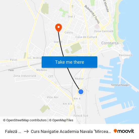 Faleză Sud to Curs Navigatie Academia Navala "Mircea cel Batran" map