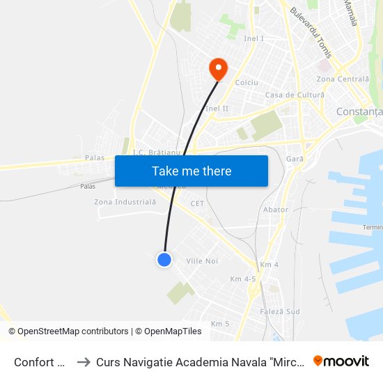 Confort Urban to Curs Navigatie Academia Navala "Mircea cel Batran" map