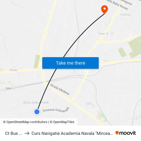 Ct Bus S.A. to Curs Navigatie Academia Navala "Mircea cel Batran" map