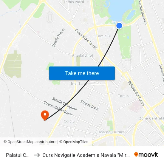 Palatul Copiilor to Curs Navigatie Academia Navala "Mircea cel Batran" map