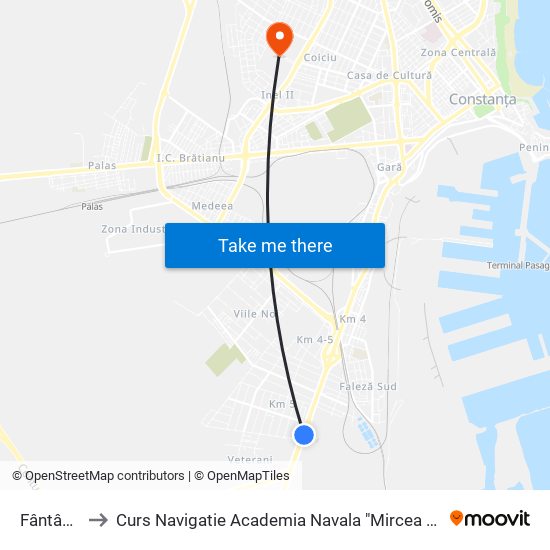 Fântânele to Curs Navigatie Academia Navala "Mircea cel Batran" map