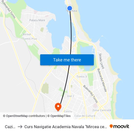 Cazino to Curs Navigatie Academia Navala "Mircea cel Batran" map