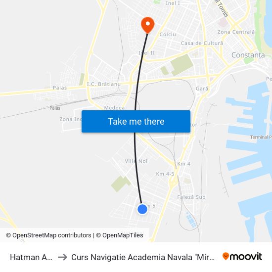 Hatman Arbore to Curs Navigatie Academia Navala "Mircea cel Batran" map