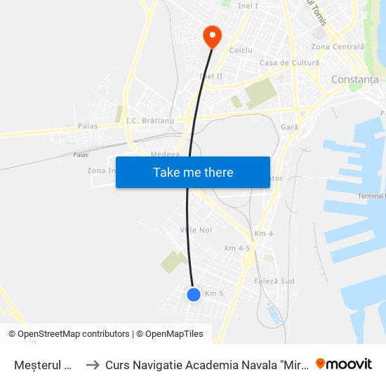 Meșterul Manole to Curs Navigatie Academia Navala "Mircea cel Batran" map