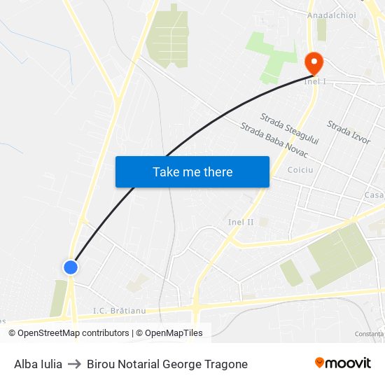 Alba Iulia to Birou Notarial George Tragone map