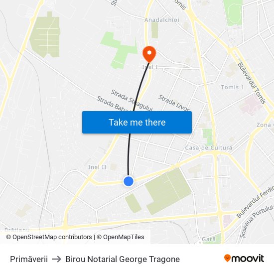 Primăverii to Birou Notarial George Tragone map