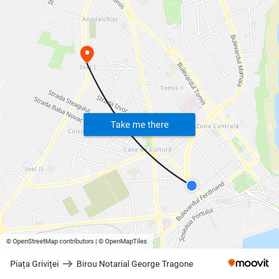 Piața Griviței to Birou Notarial George Tragone map