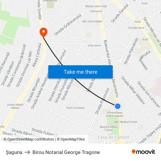 Șaguna to Birou Notarial George Tragone map