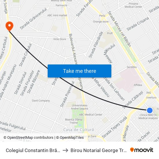 Colegiul Constantin Brătescu to Birou Notarial George Tragone map