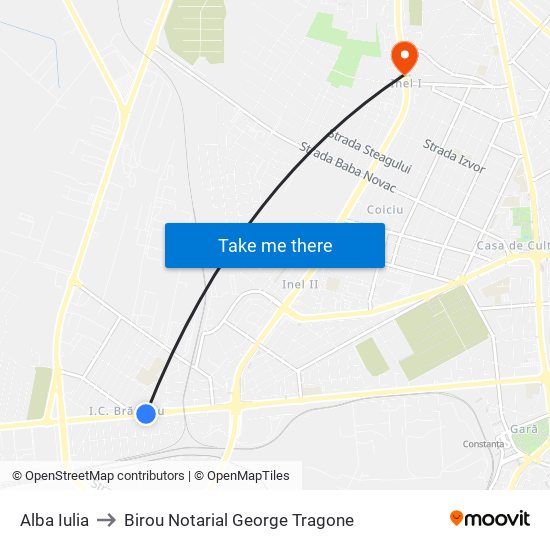 Alba Iulia to Birou Notarial George Tragone map