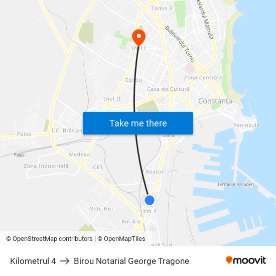 Kilometrul 4 to Birou Notarial George Tragone map