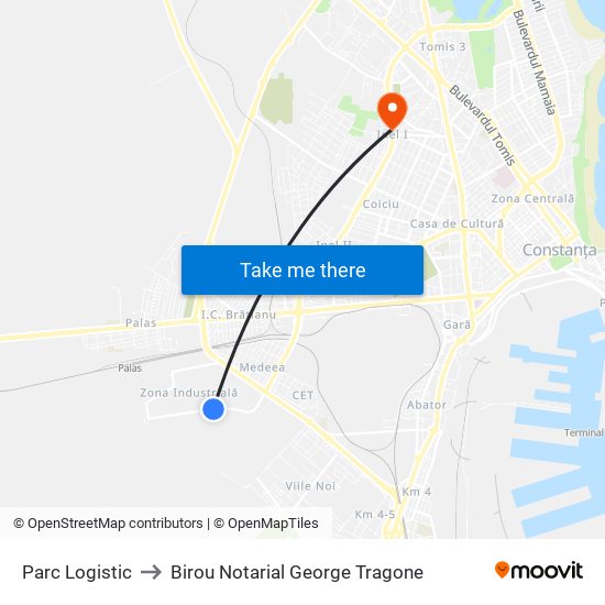 Parc Logistic to Birou Notarial George Tragone map